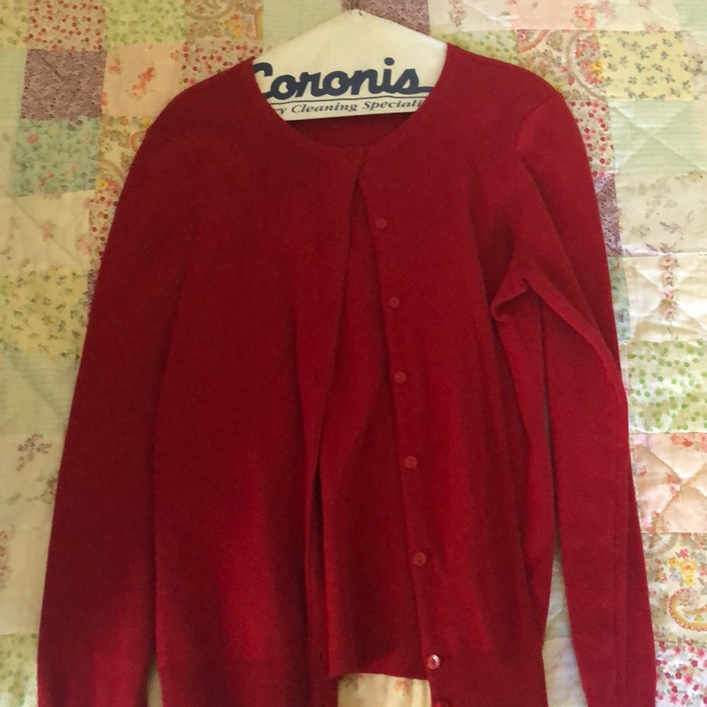 Croft & Barrow Button Up Red Cardigan Medium